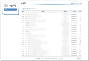 구인구직 게시판 화면 예시